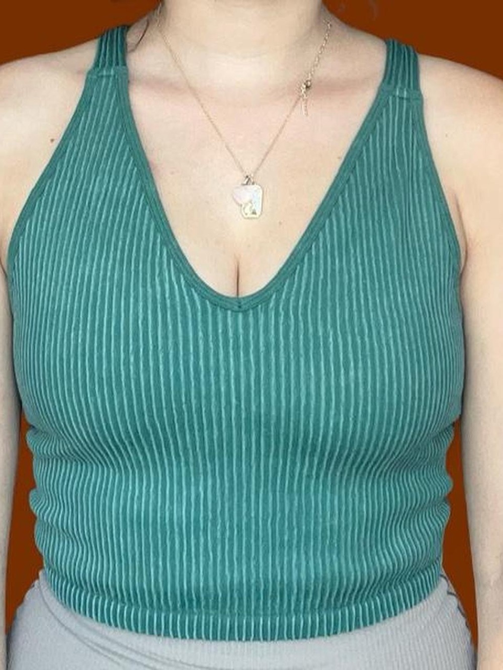 90 Degree By Reflex Teal Ribbed V-Neck Tank